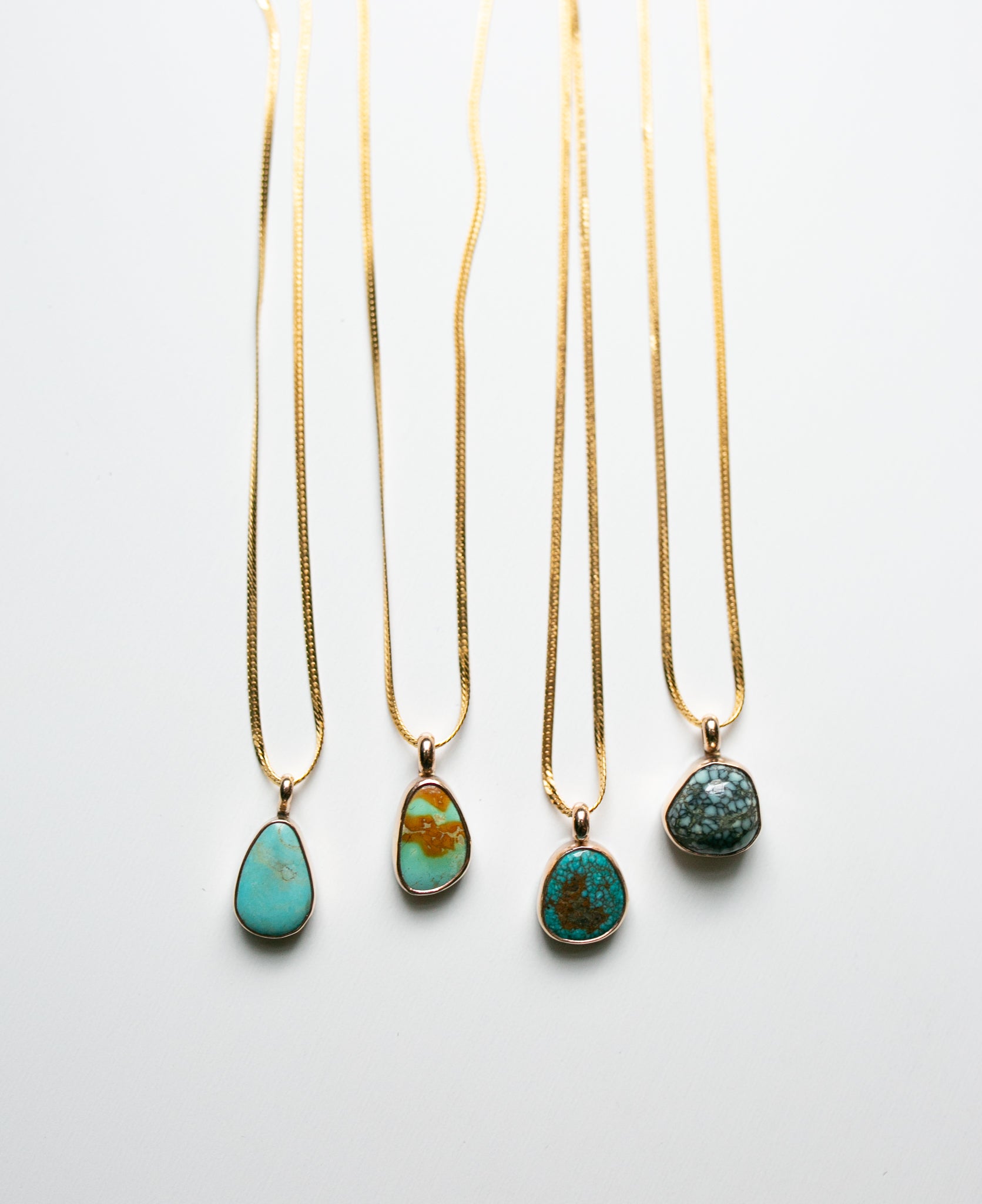 Handcrafted Turquoise Talisman Gold Filled Herringbone Necklace