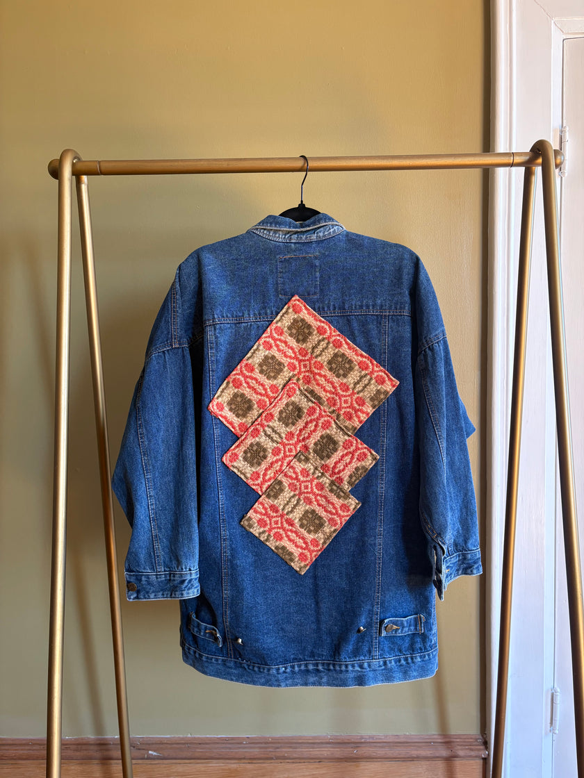 XL Upycled Antique Patchwork Denim Jacket