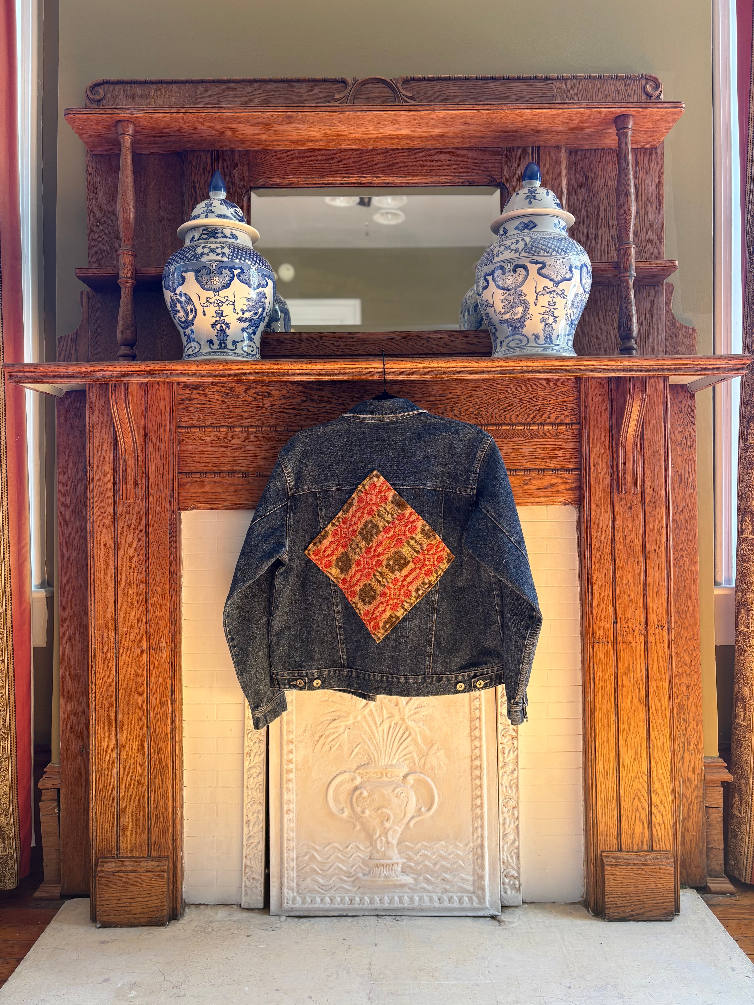 S/M Upcycled Antique Patchwork Denim Jacket