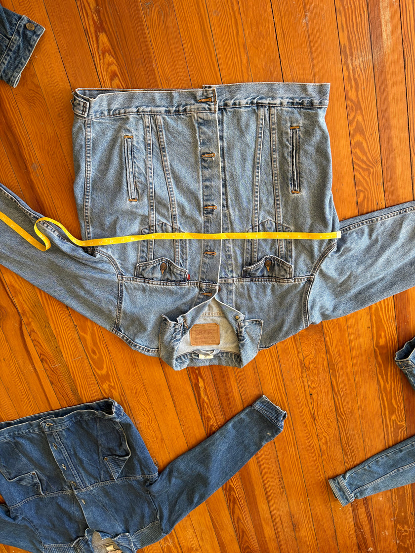 Large/XL Upycled Antique Patchwork Denim Jacket