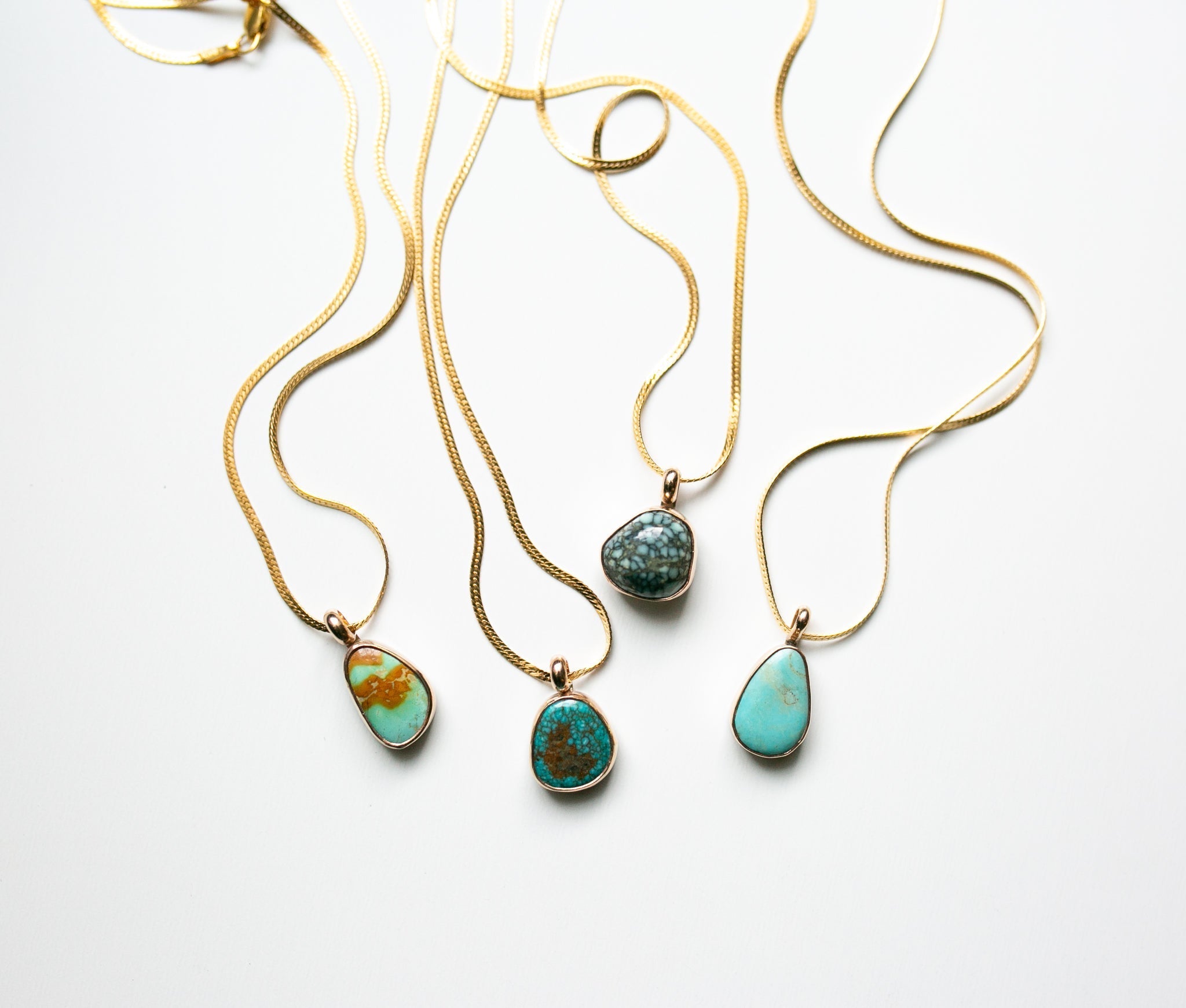 Handcrafted Turquoise Talisman Gold Filled Herringbone Necklace