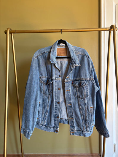 Large/XL Upycled Antique Patchwork Denim Jacket
