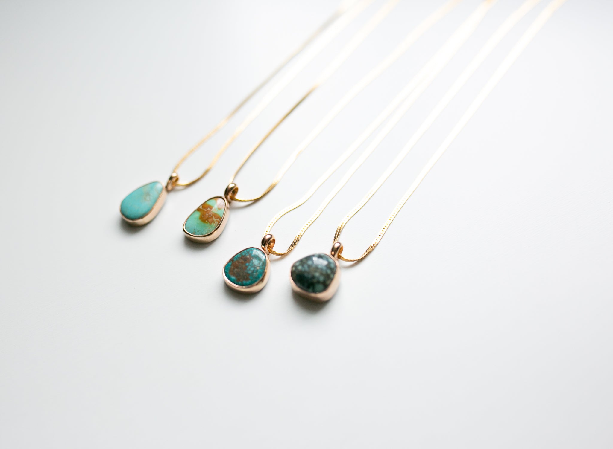 Handcrafted Turquoise Talisman Gold Filled Herringbone Necklace
