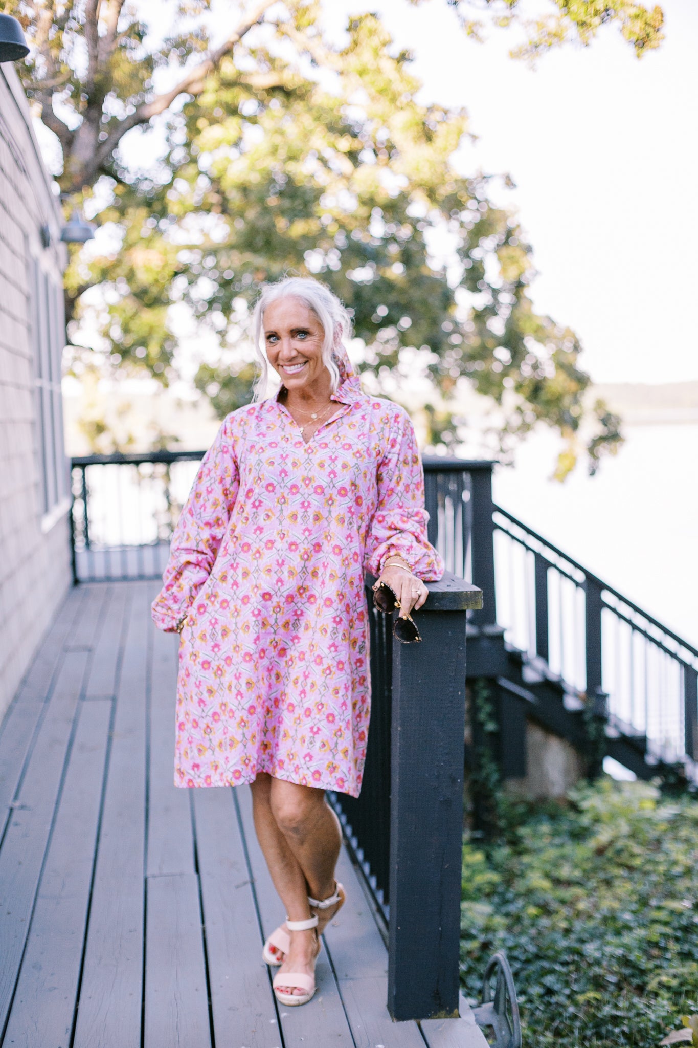 The Boat Dress in Pink Posy