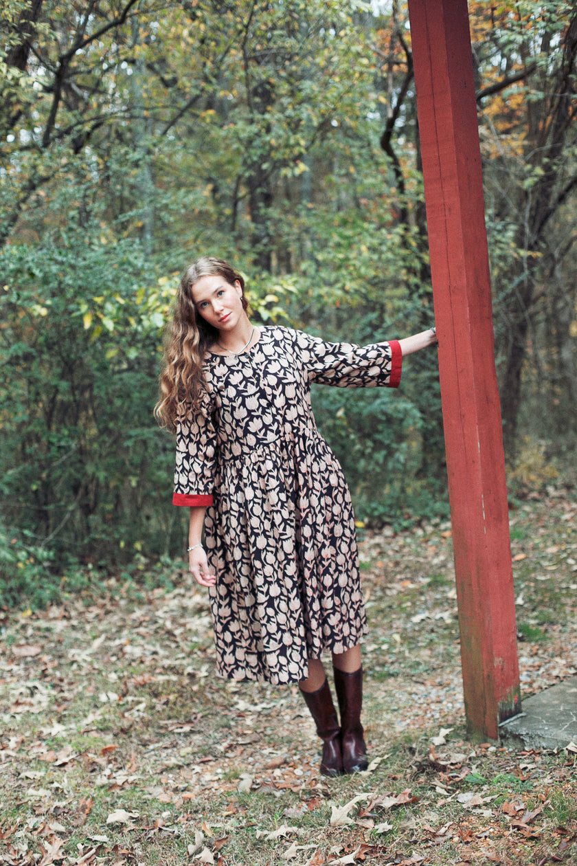 The Loretta Duster Dress in Reversible Cranberry