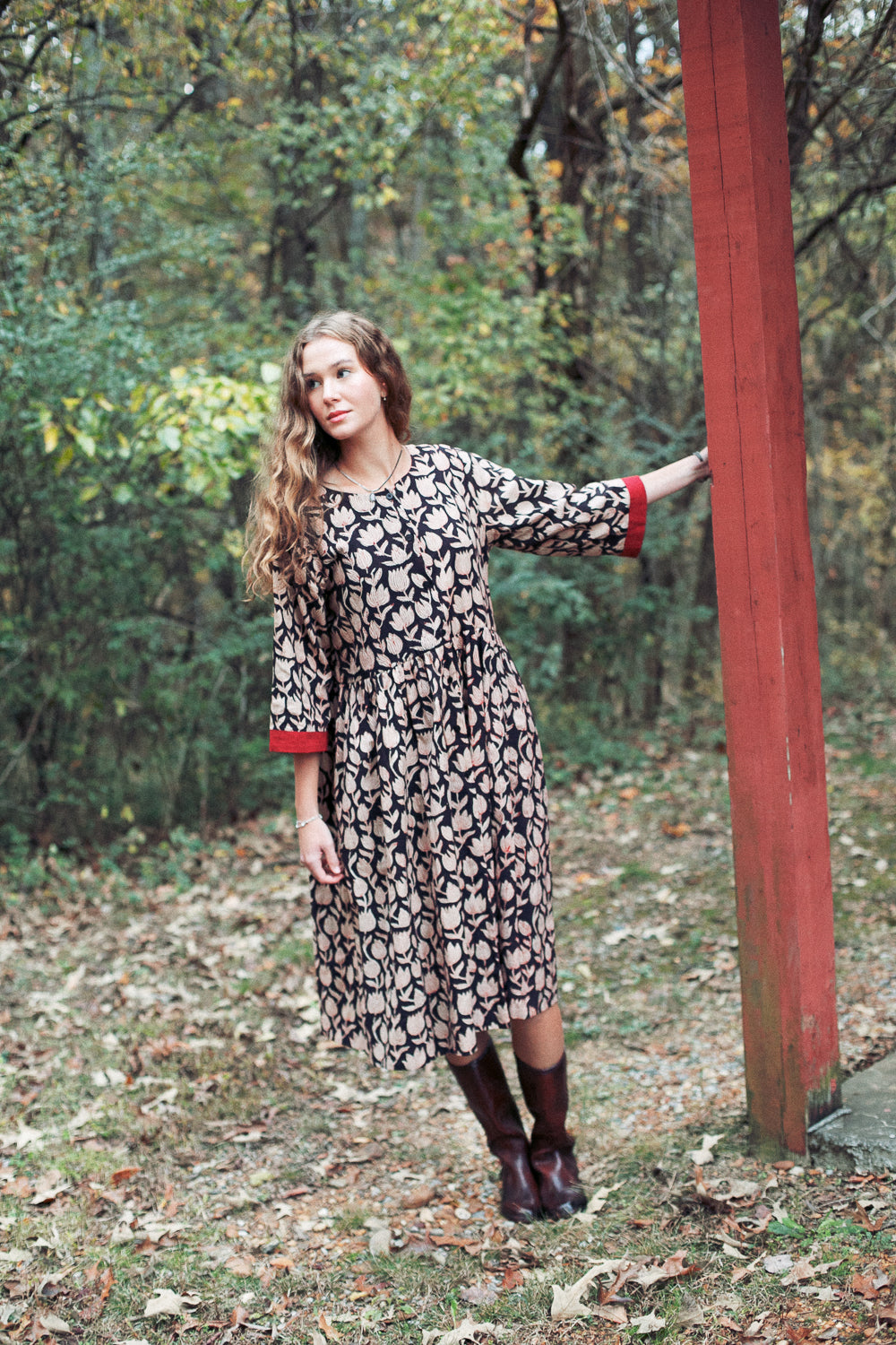 The Loretta Duster Dress in Reversible Cranberry