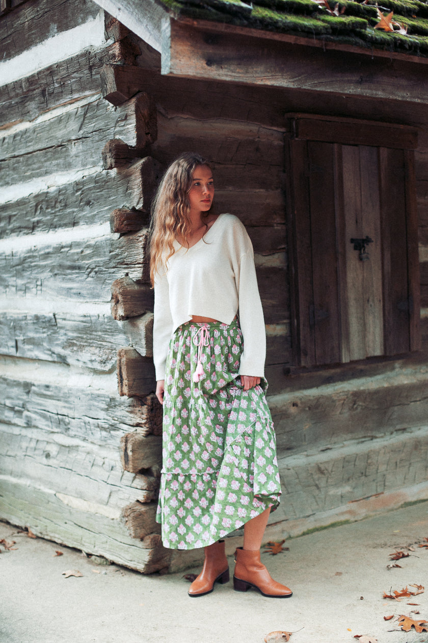 The Eden Skirt in Green Apple