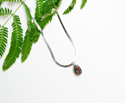 Handcrafted Kentucky Agate Talisman Necklace in Silver