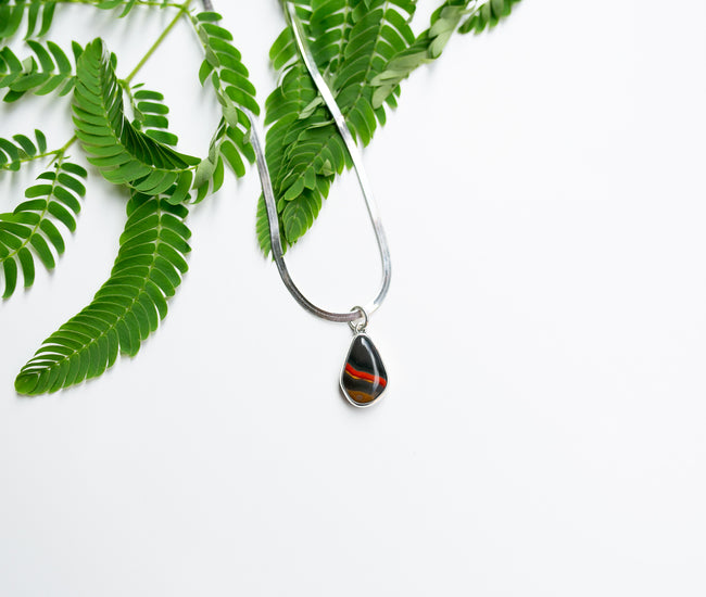 Handcrafted Kentucky Agate Talisman Necklace in Silver