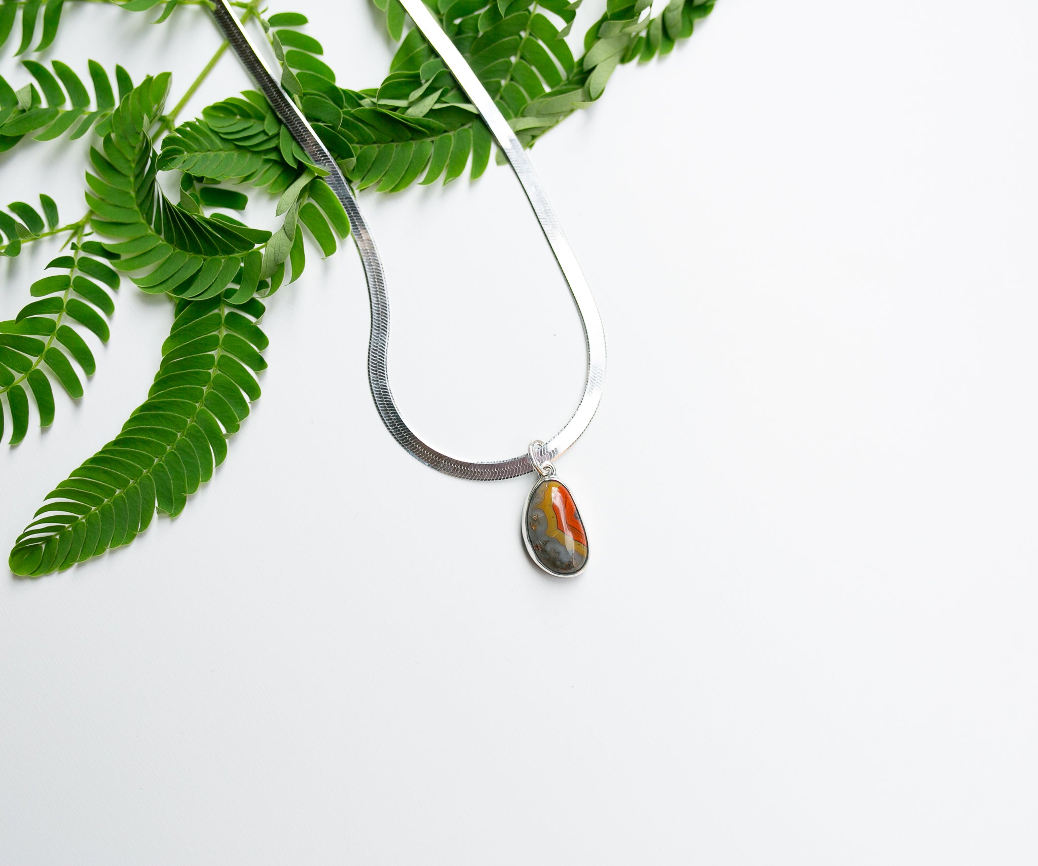 Handcrafted Kentucky Agate Talisman Necklace in Silver