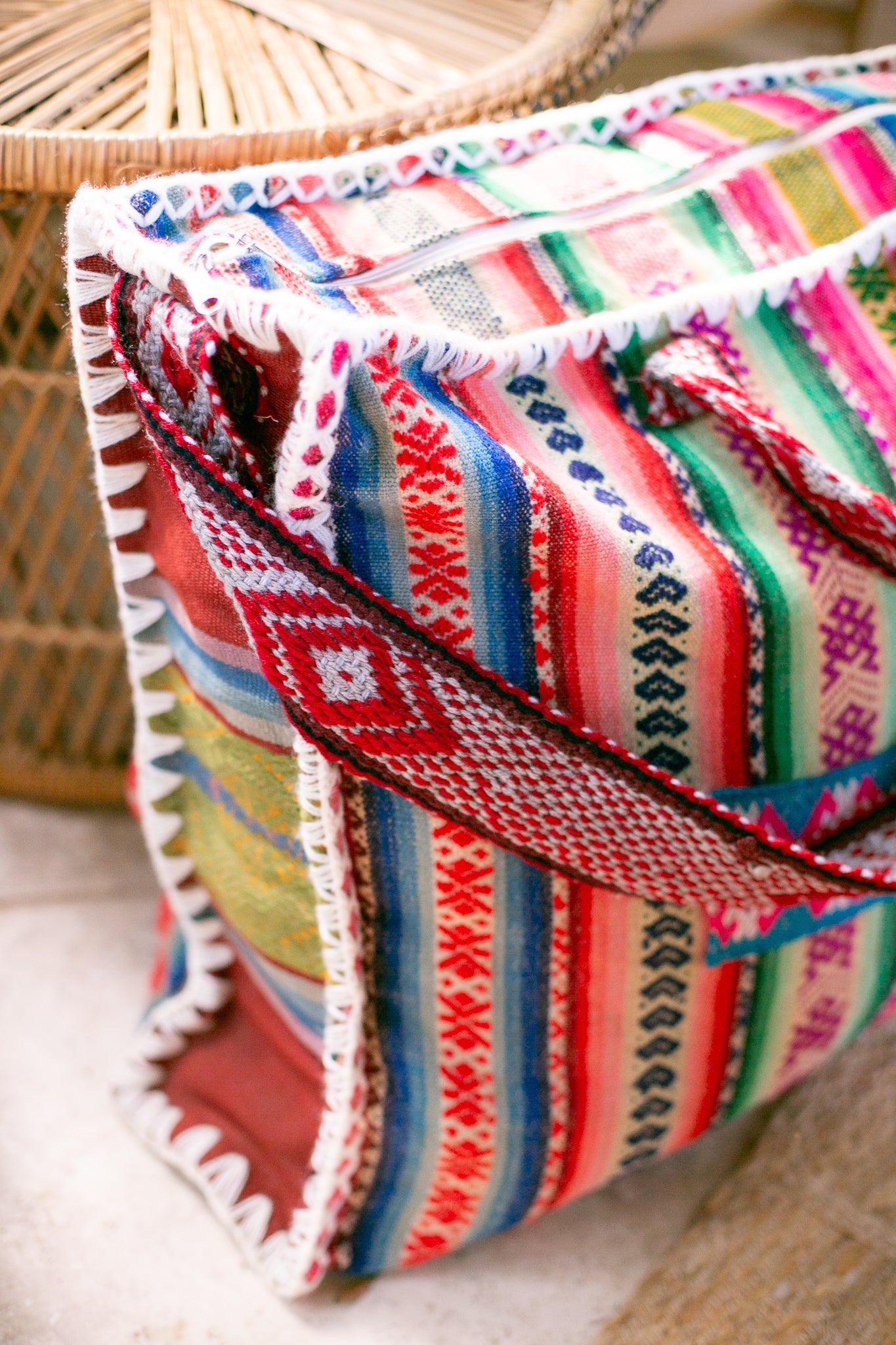 Vintage Weekender Bag Handwoven in Peru X-L