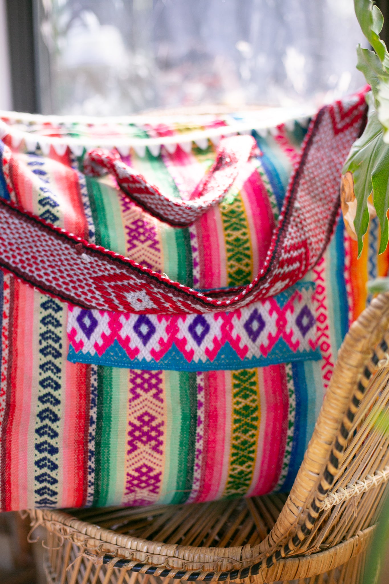 Vintage Weekender Bag Handwoven in Peru X-L