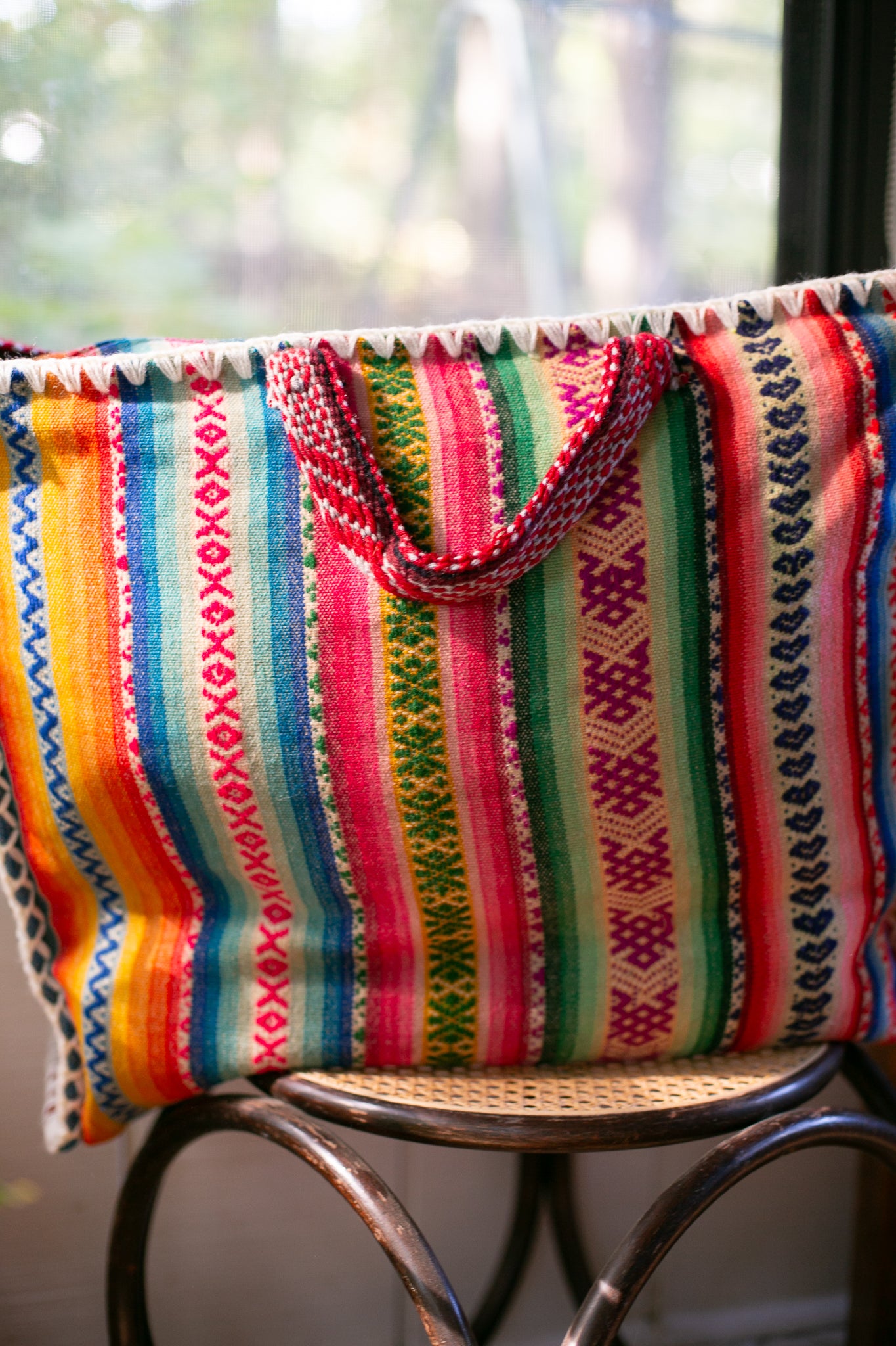 Vintage Weekender Bag Handwoven in Peru X-L