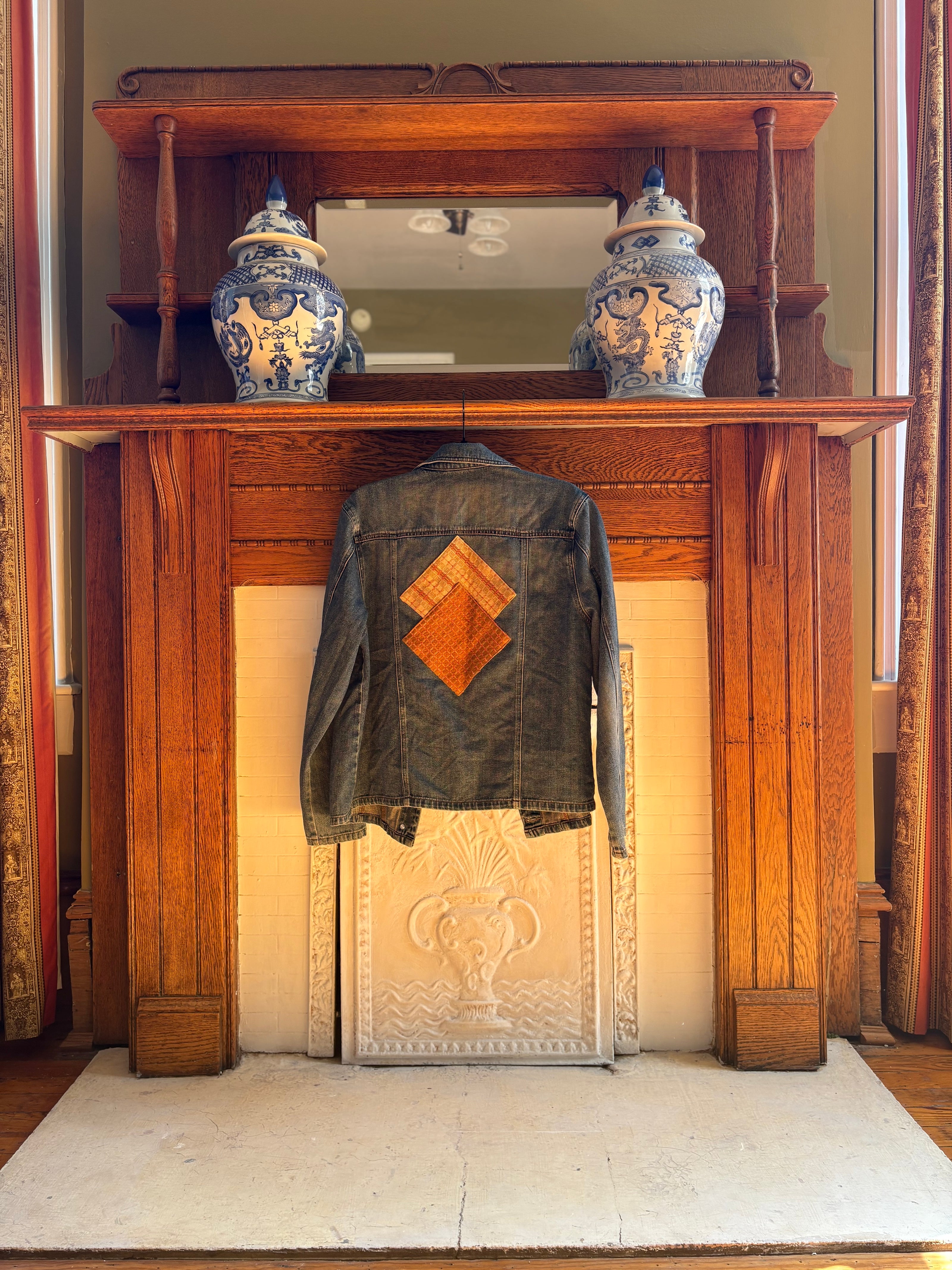 Medium Upcycled Antique Patchwork Denim Jacket