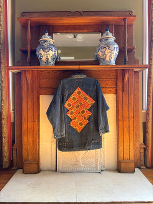 XL Upycled Antique Patchwork Denim Jacket