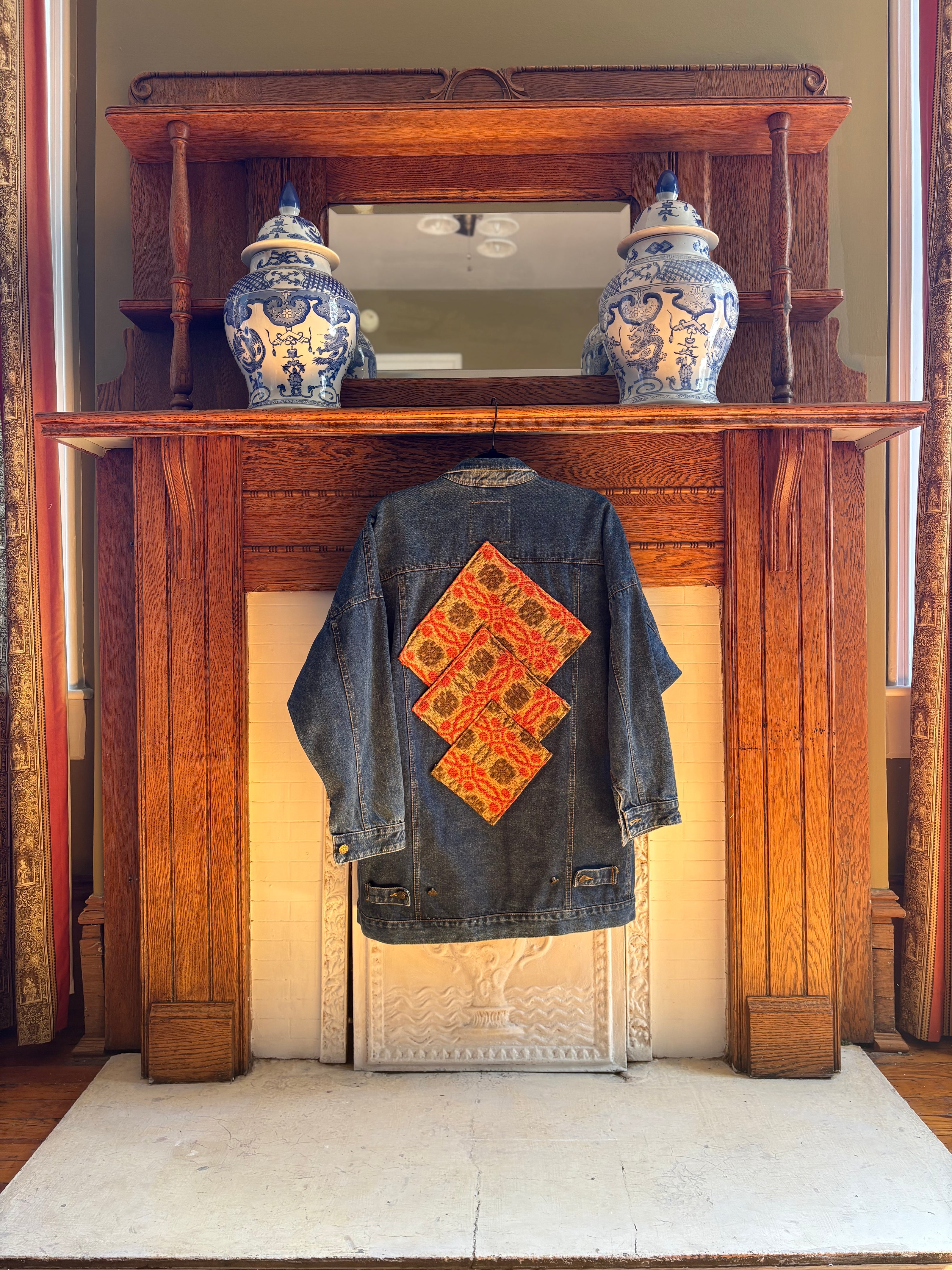 XL Upycled Antique Patchwork Denim Jacket