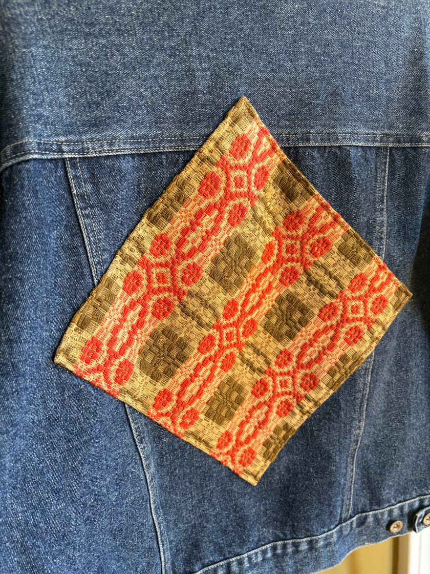 S/M Upcycled Antique Patchwork Denim Jacket