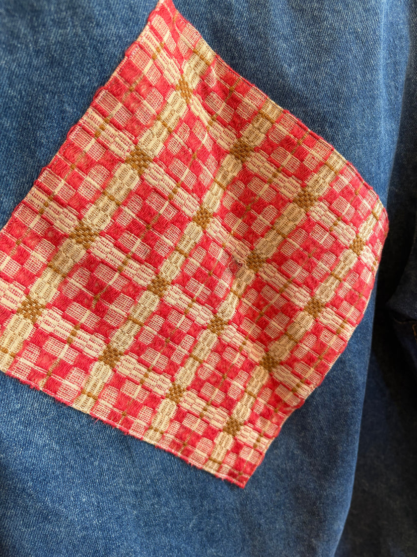 Medium Upcycled Antique Patchwork Denim Jacket