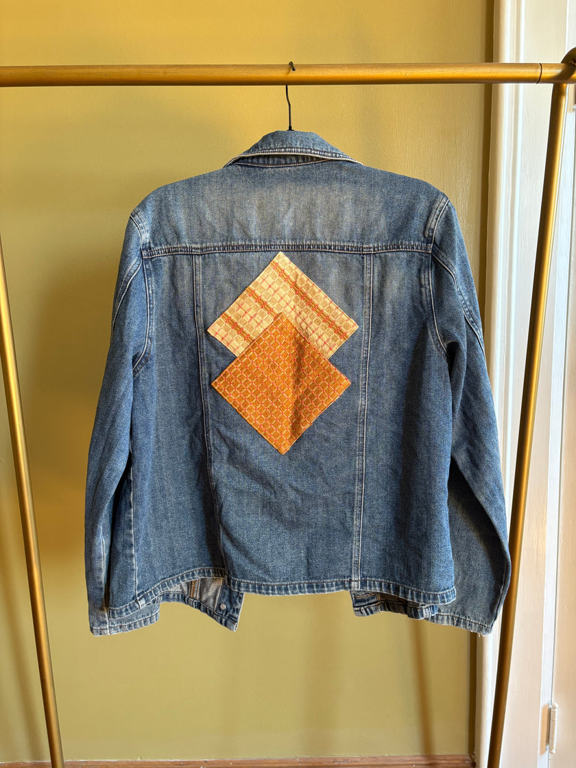 Medium Upcycled Antique Patchwork Denim Jacket