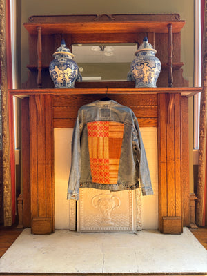 Large/XL Upycled Antique Patchwork Denim Jacket