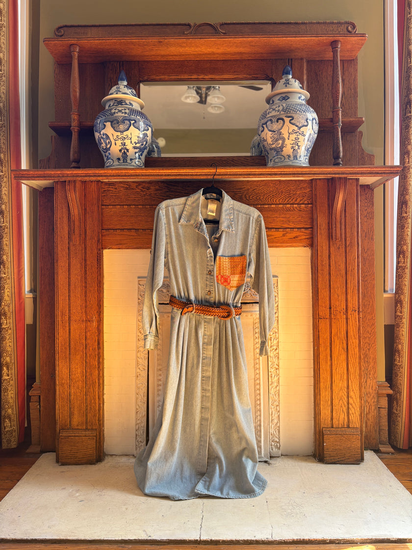 Medium Upycled Antique Patchwork Denim Dress