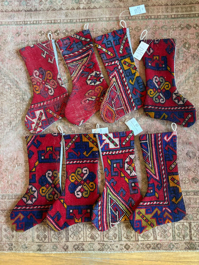 Handmade Upcycled Stockings from Vintage Turkish Rugs