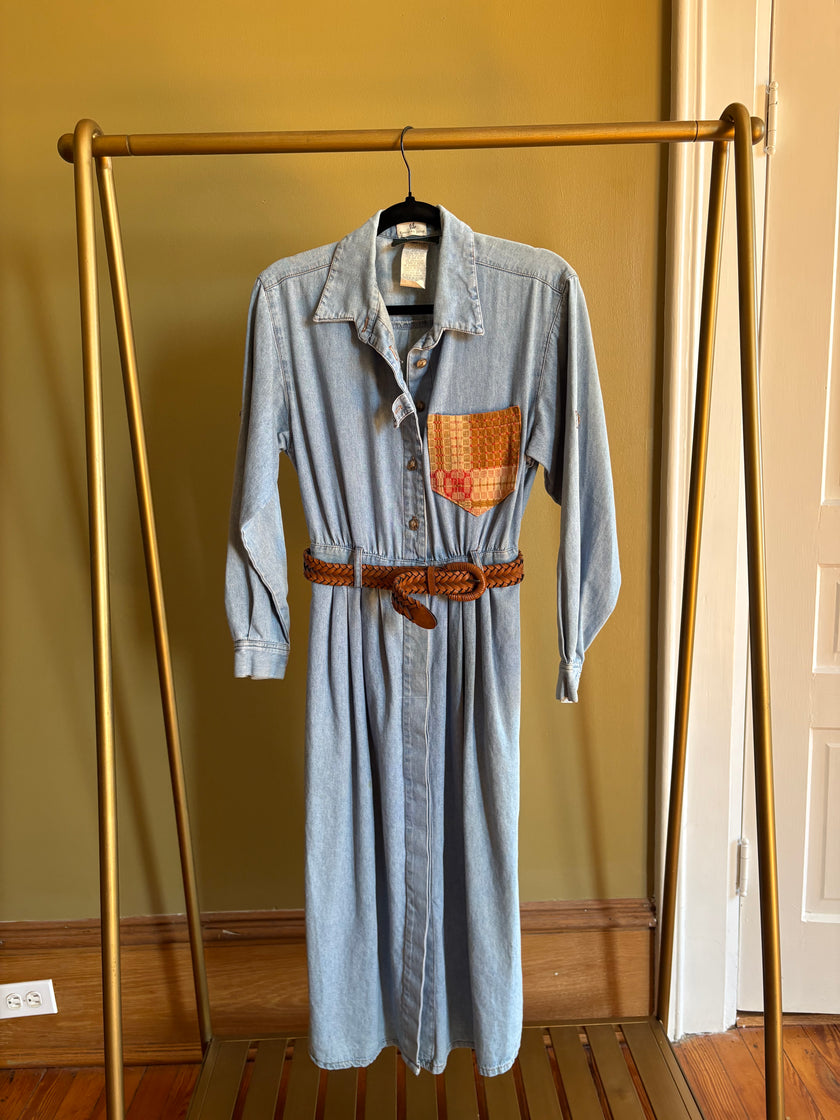 Medium Upycled Antique Patchwork Denim Dress