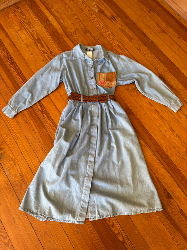 Medium Upycled Antique Patchwork Denim Dress