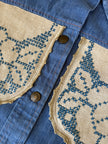 S/M Upycled Western Antique Patchwork Denim Shirt