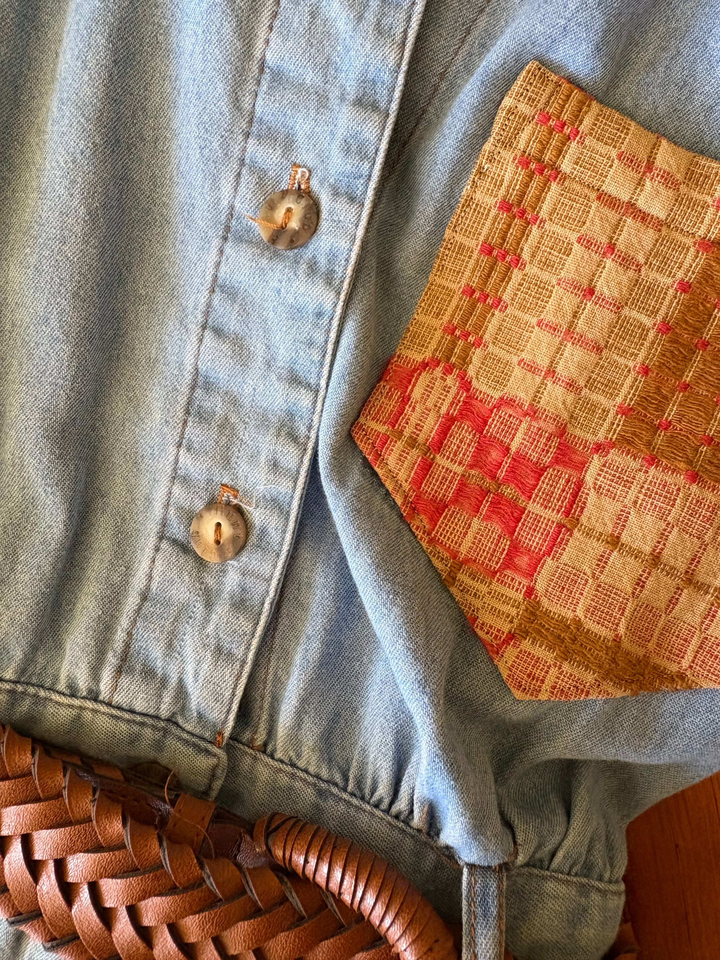 Medium Upycled Antique Patchwork Denim Dress