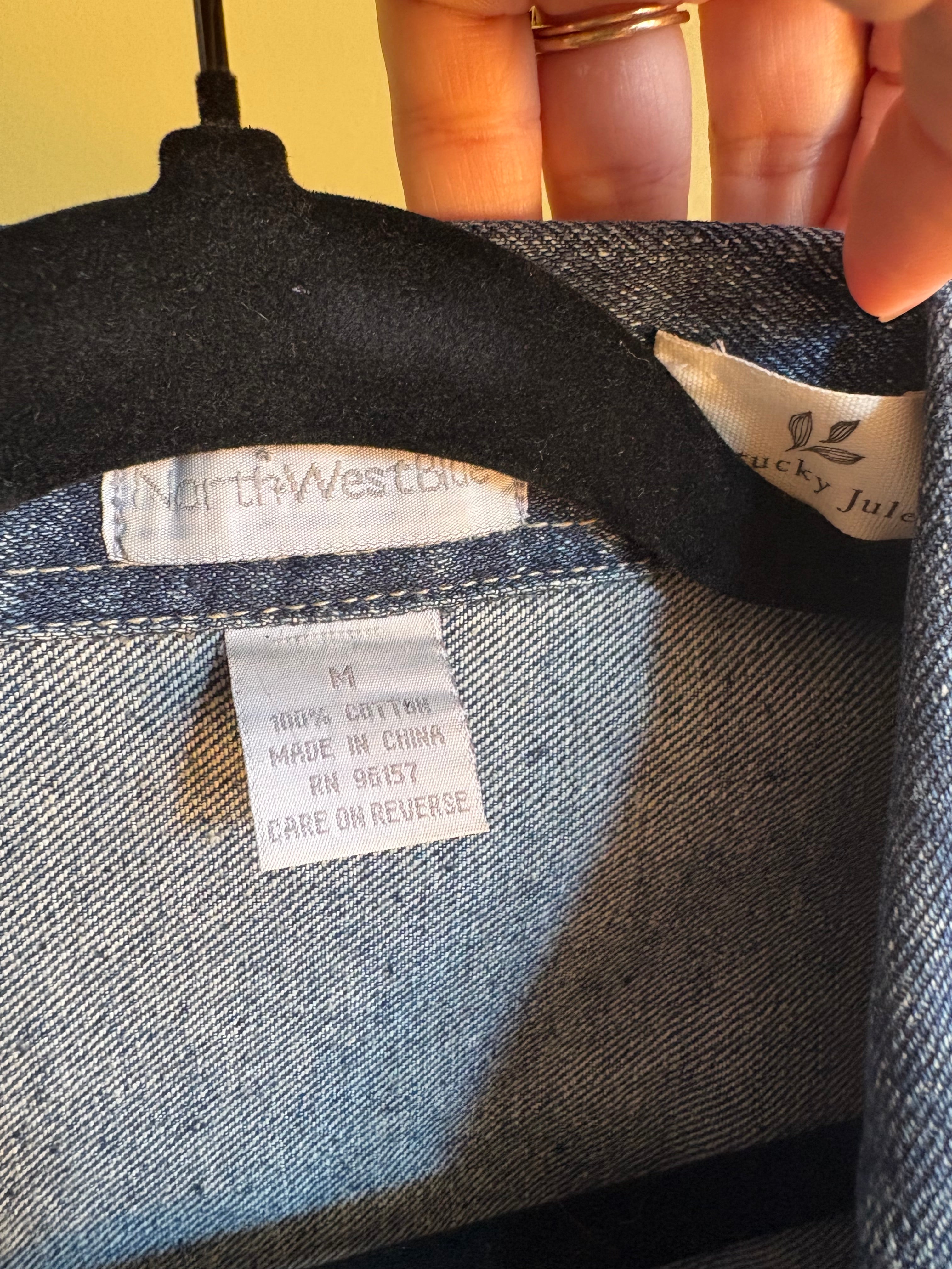 S/M Upcycled Antique Patchwork Denim Jacket