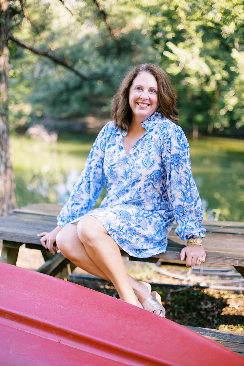 The Boat Dress in Delft Blue