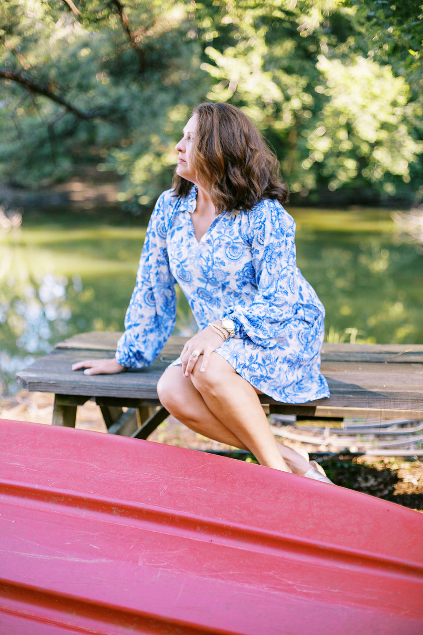 The Boat Dress in Delft Blue