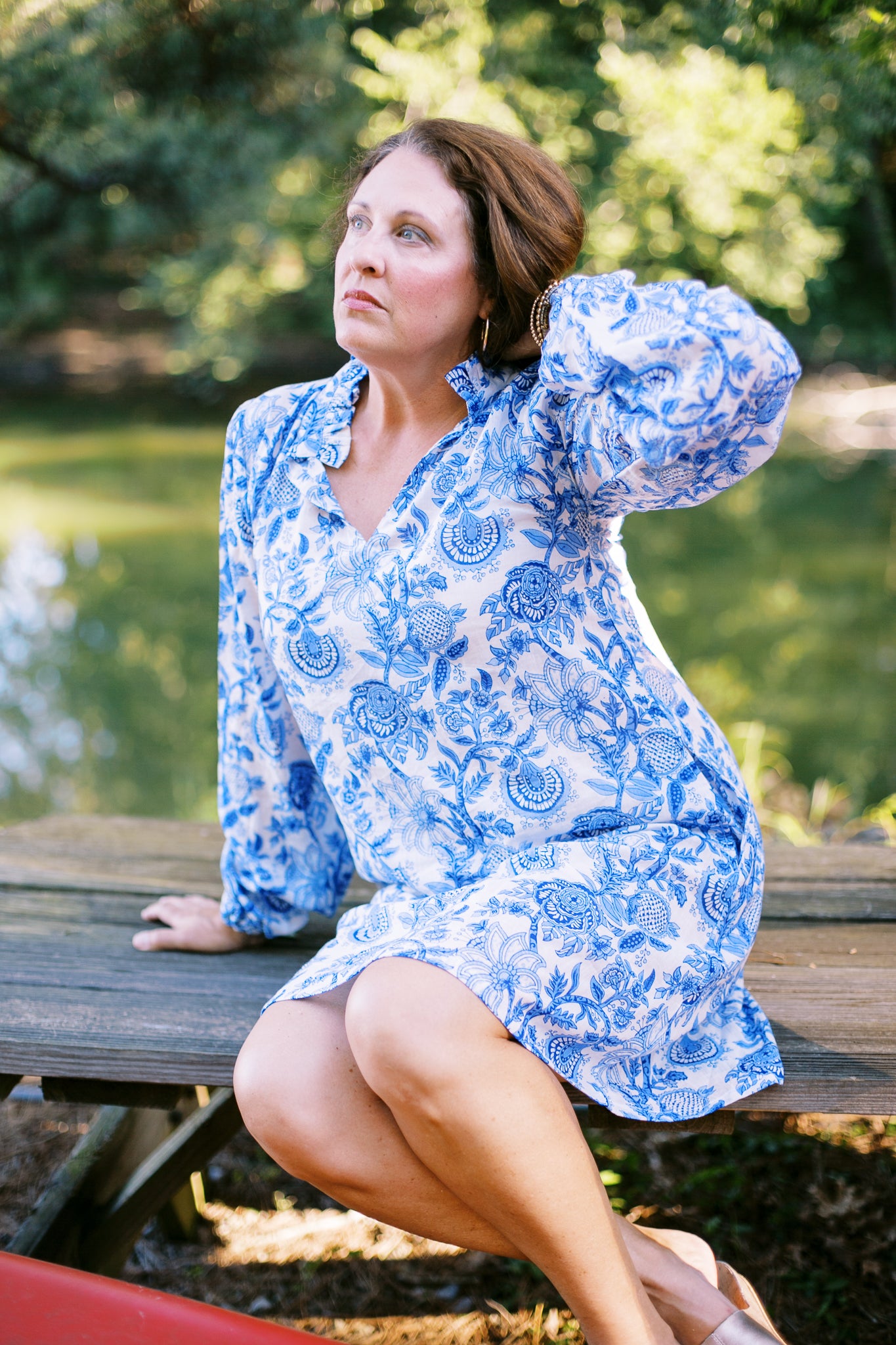 The Boat Dress in Delft Blue