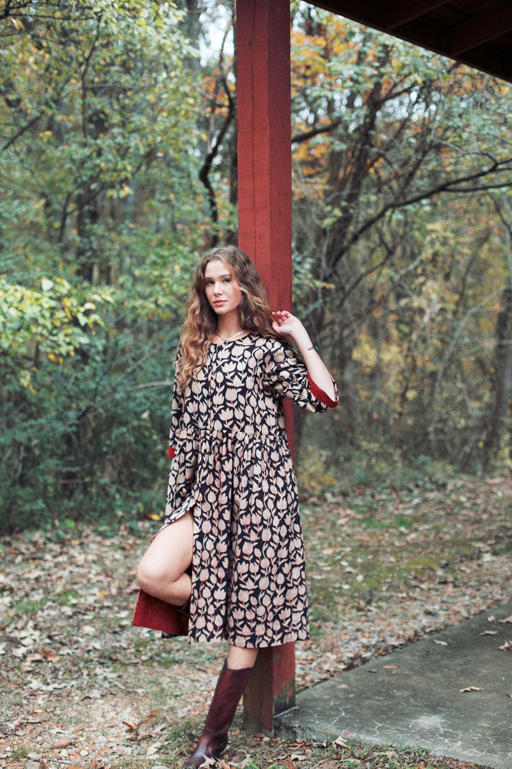 The Loretta Duster Dress in Reversible Cranberry