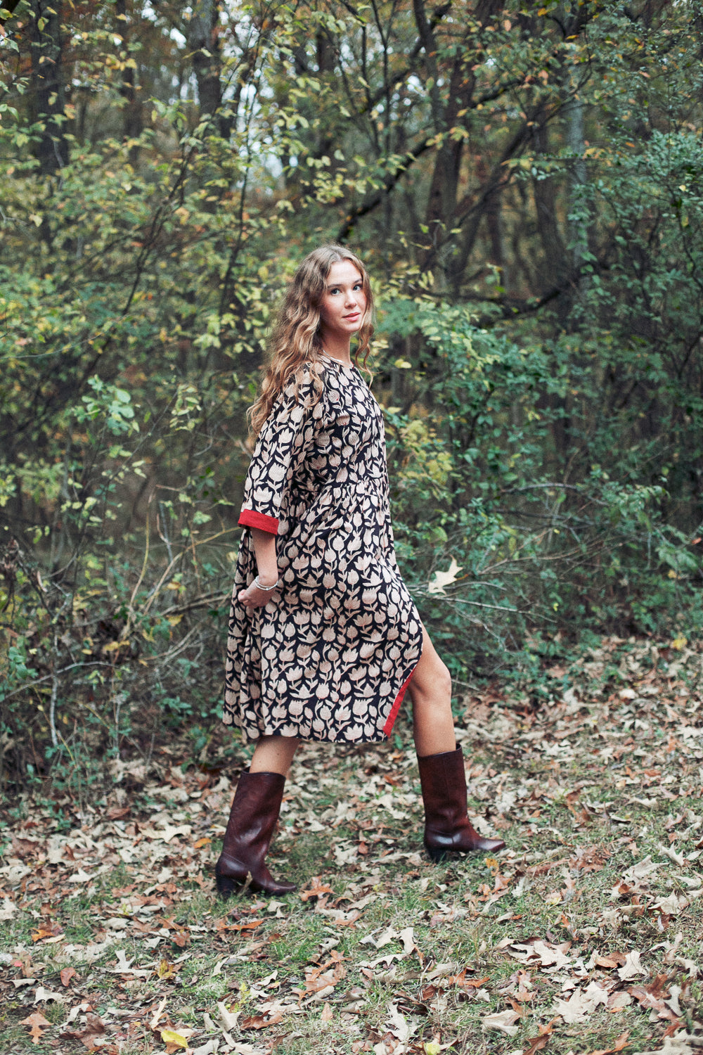 The Loretta Duster Dress in Reversible Cranberry