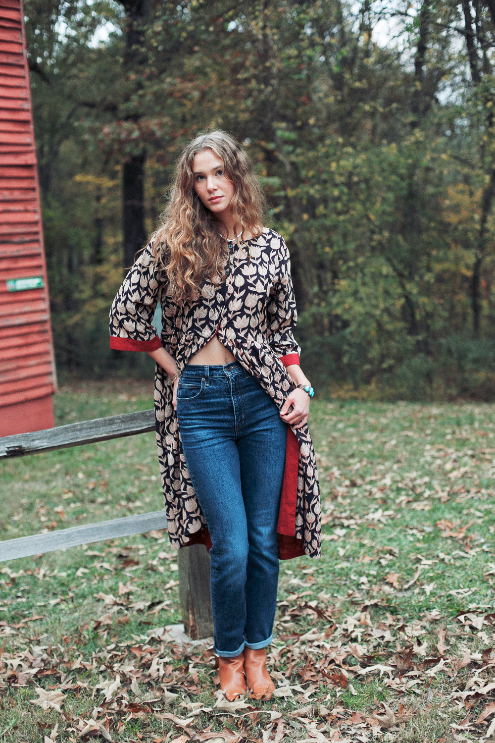 The Loretta Duster Dress in Reversible Cranberry