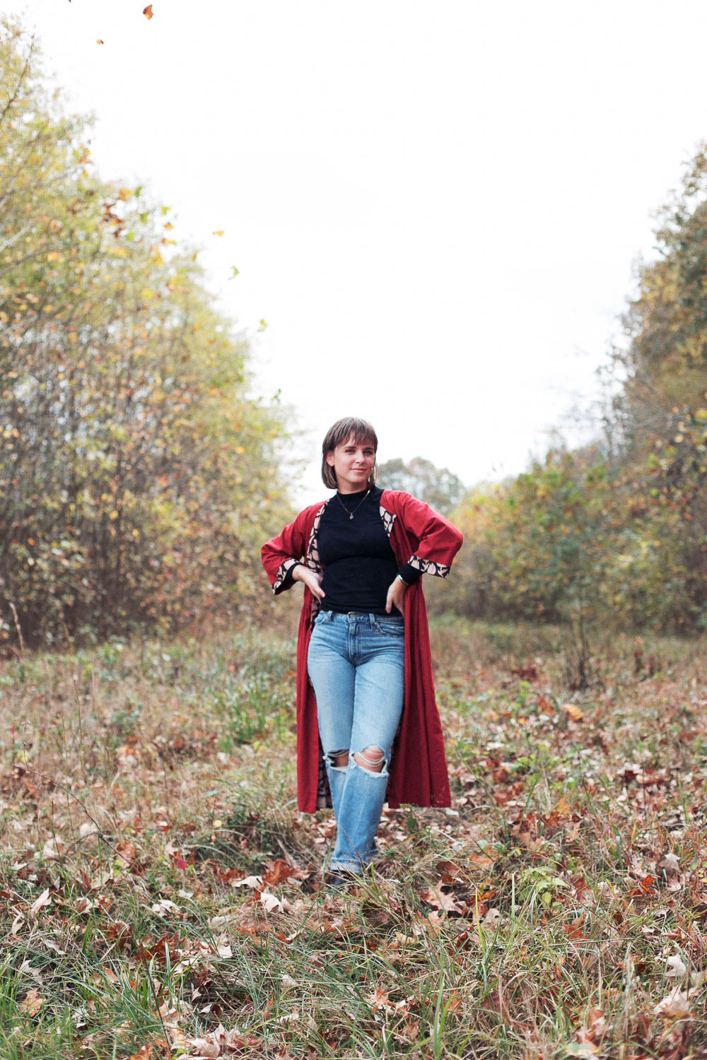 The Loretta Duster Dress in Reversible Cranberry