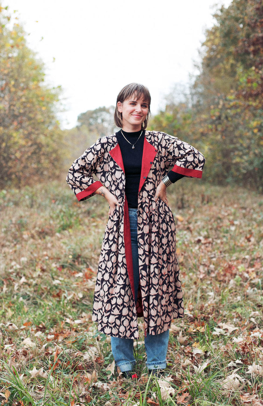 The Loretta Duster Dress in Reversible Cranberry