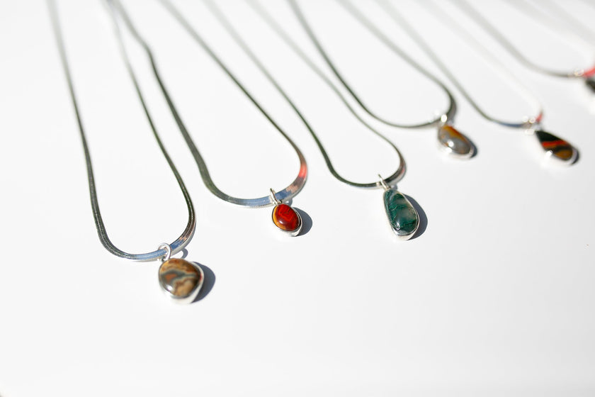 Handcrafted Moss Agate Talisman Necklace in Silver