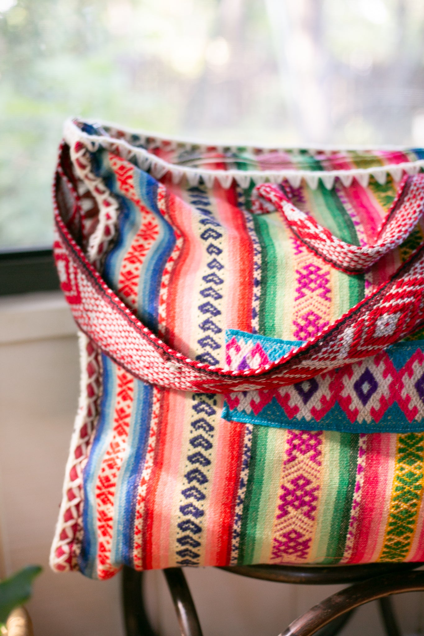 Vintage Weekender Bag Handwoven in Peru X-L